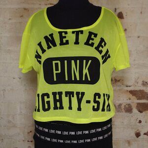 VS PINK Neon Green Mesh Jersey Crop Top